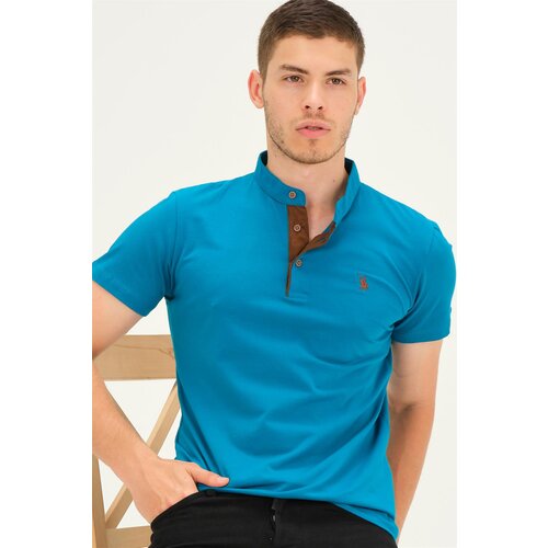 Dewberry T8560 T-SHIRT-DARK TURQUOISE-CAMEL Cene