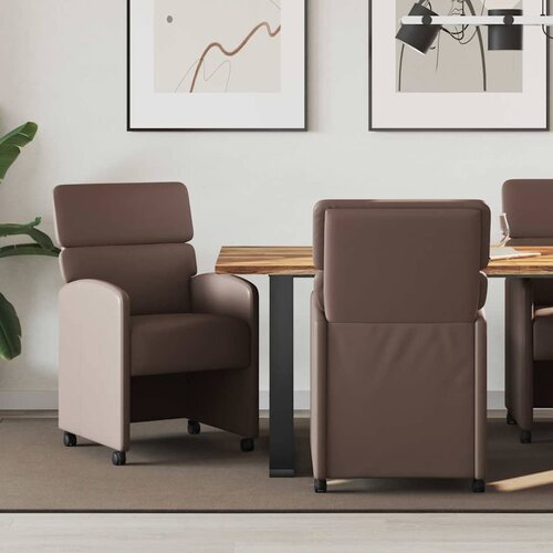 vidaXL jedilni stoli s kolesi 2 pcs rjava 58 x 65 x 98 cm umetna koža Cene