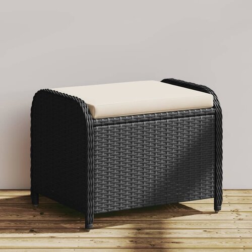 vidaXL vrtni tabure s jastukom crni 58x46x46 cm od poliratana Cijene