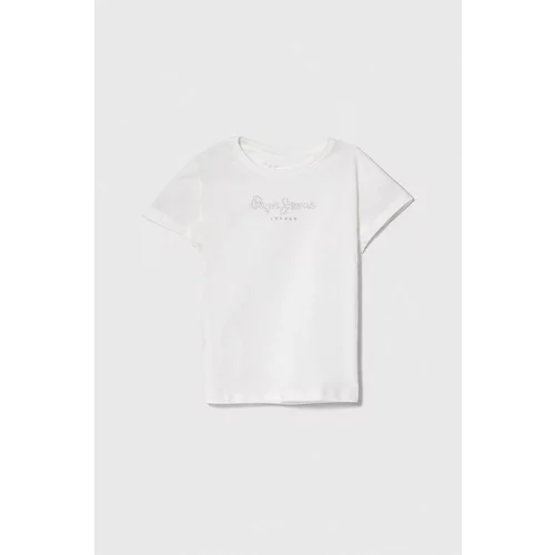 PepeJeans Otroška bombažna kratka majica NINA bela barva