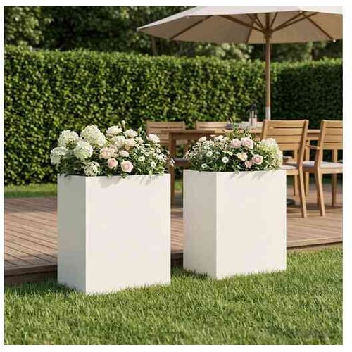 vidaXL Vrtna saksija 2 kom. Bijela 40 x 30 x 50 cm Čelična vrata - Bijela 40 x 30 x 50 cm 2 Cijene