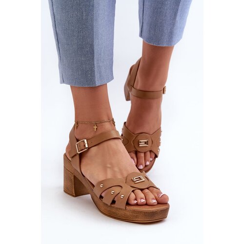 PE1 Women&amp;#039;s High Heel Sandals in Brown Eco Leather Assames Slike