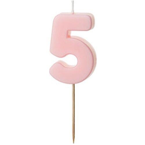 PARTY DECO svečka za rojstni dan številka 5, svetlo roza, 5,5 cm Cene