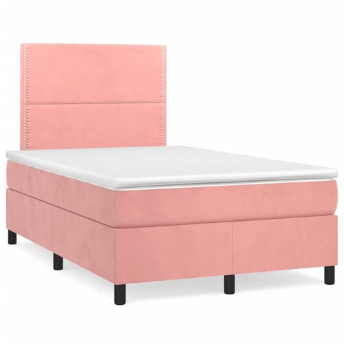 VidaXL Box spring postelja z vzmetnico LED roza 120x190 cm žamet Slike