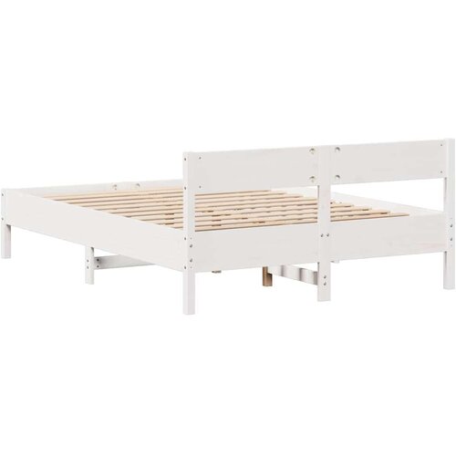 VidaXL okvir kreveta bez madraca bijeli 140 x 190 cm masivna borovina Slike