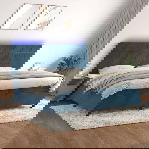  Box spring s madracem LED tamnoplavi 200x200 cm bar&amp;scaron;un Slike