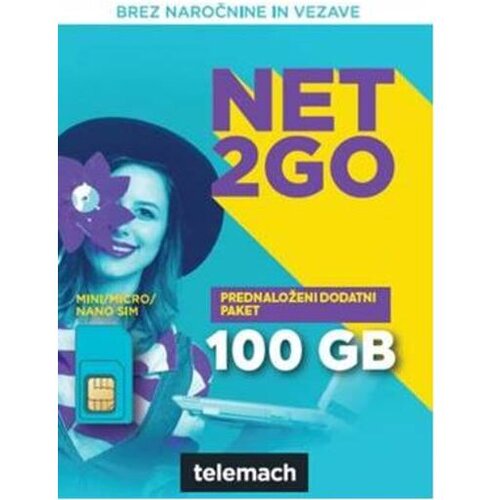 Telemach predplačni&scaron;ki paket Sim KARTICA NET2go 100GB Cene