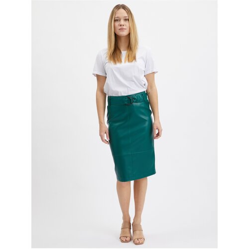 Orsay Green Women&amp;#039;s Pencil Leatherette Skirt - Women Slike