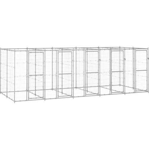 vidaXL Zunanji pasji boks pocinkano jeklo 12,1 m² Cene