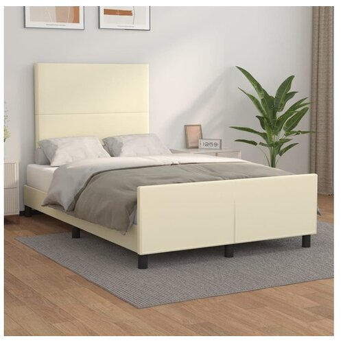  Posteljni okvir z vzglavjem krem 120x200 cm umetno usnje Cene