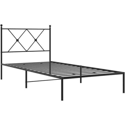  Metalni okvir za krevet s uzglavljem crni 90x190 cm Slike