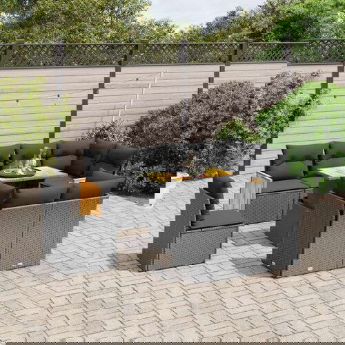  9-dijelni set vrtnih sofa s jastucima crni od poliratana Cijene