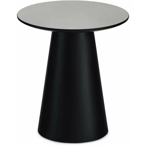 Furnhouse Črna/svetlo siva mizica z mizno ploščo v marmornem dekorju ø 45 cm Tango –