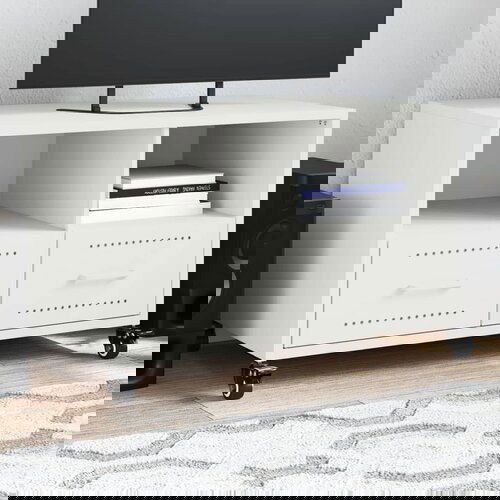 VidaXL TV ormarić bijeli 68 x 39 x 43,5 cm hladno valjani čelik Slike