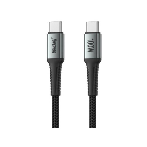 Superior Usb data kabal su-k110 pleteni fast 100w 5a type-c na type-c 2m sivi ( U2146 ) Slike