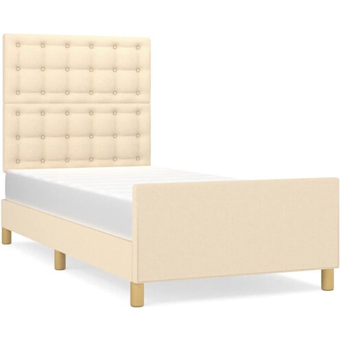 Maison Chic Posteljni okvir - Enojna postelja - Postelja za odrasle brez vzmetnice krem 100x200 cm blago-J7341, (21770118) Slike