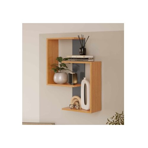 Hanah home Zidna polica Lisbon Anthracite Natural Cene