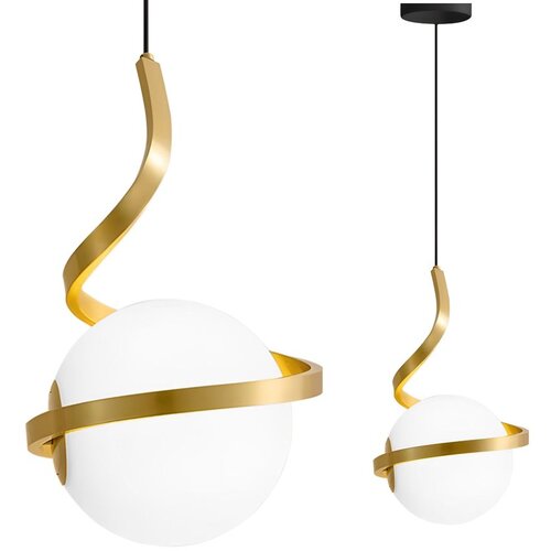 Toolight Luster od staklene kugle s spiralnim visećim svjetlom APP1733-1CP ZLATO Slike