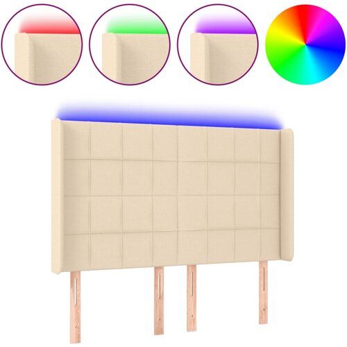 Maison Chic led posteljno vzglavje - vzglavna omarica - nočna omarica krem 147x16x118/128 cm blago, (21706845) Cene