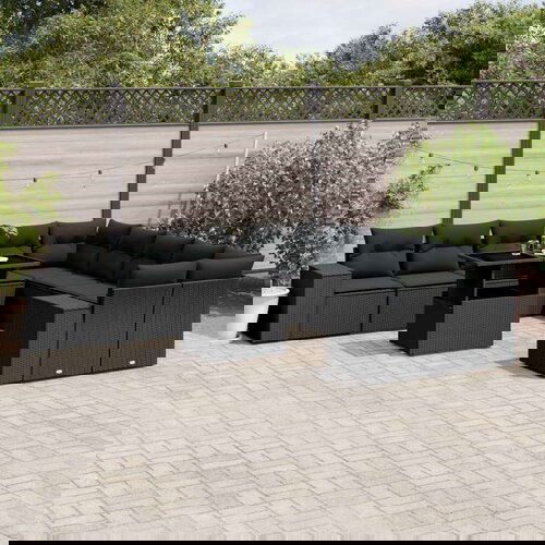  11-dijelni set vrtnih sofa od poliratana s jastucima crni Cijene