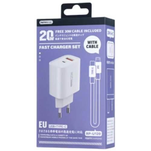 Remax 20W A+C charger C-L cable set RP-U120 EU Slike