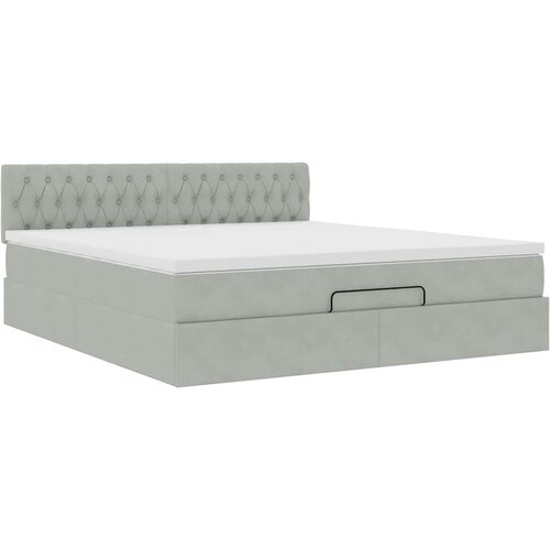  Otomanski krevet s madracem svijetlosivi 180x200 cm bar&amp;scaron;unasti Slike