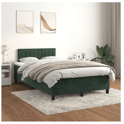  Box spring postelja z vzmetnico temno zelena 120x200 cm žamet Cene