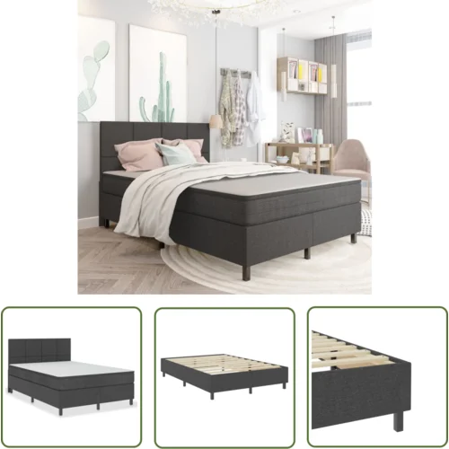 The Living Store Boxspring postelja temno sivo blago 160x200 cm - Boxspring Postelja, (21737487)