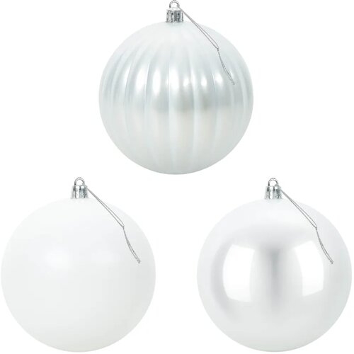  Set božićnih kuglica XXL 3 kom. Bijela &amp;Oslash; 25 cm Plastika - Bijela &amp;Oslash; 25 cm (3 kom) Slike