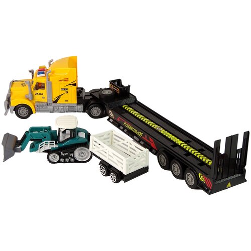 Lean Toys Tovornjak z vlečnim vozilom R/C stroj na daljinsko upravljanje s prikolico Rumena Slike