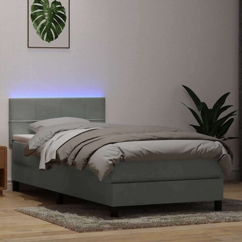 Box spring postelja z vzmetnico Svetlo siva 80x210 cm žamet, (21791005) Cene