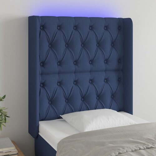The Living Store led posteljno vzglavje modro 83x16x118/128 cm blago - led vzglavje, (21418336) Slike