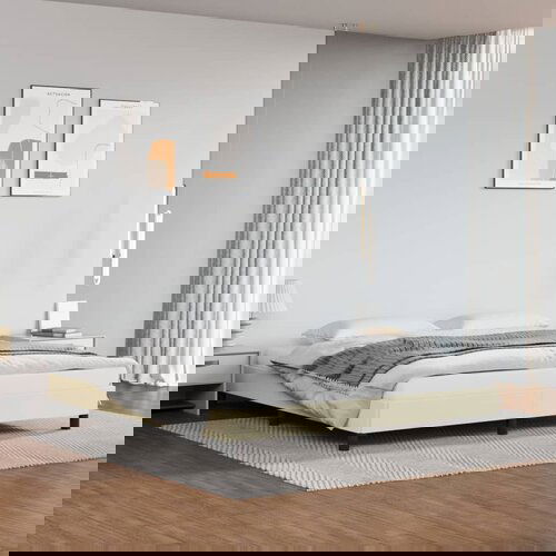 VidaXL Posteljni okvir krem 180x200 cm umetno usnje Slike