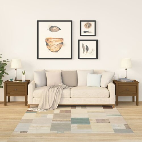 vidaXL Stranske mizice 2 kosa medeno rjave 50x50x49 cm trdna borovina Cene