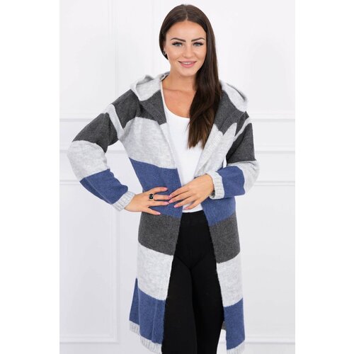 Kesi Three-color striped sweater graphite + grey + jeans Slike