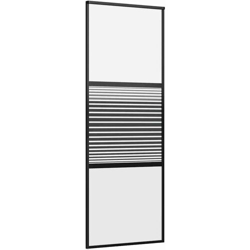 VidaXL Klizna vrata Crna 76 x 205 cm Kaljeno staklo, aluminij Slike