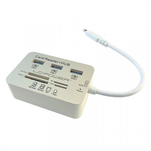 LC Power USB Tip-C Hub, 3xUSB 3.0 + Multicard reader (LC-HUB-C-CR) Cene