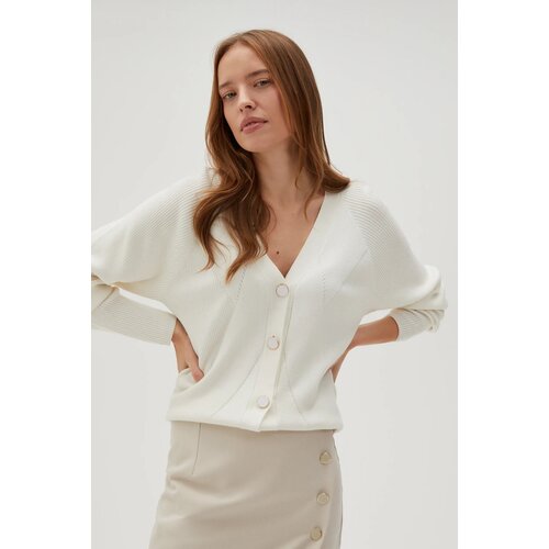 Moodo Women's button-up sweater - white Slike