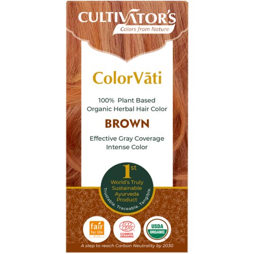 CULTIVATOR&amp;#039;S ColorV&amp;atilde;ti Organska zeli&amp;scaron;čna barva za lase - 07 Brown - 100 g Slike