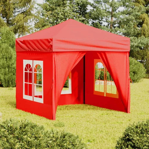 Sklopivi Zložljiv vrtni šotor s stranicami rdeč 2x2 m, (20702827)