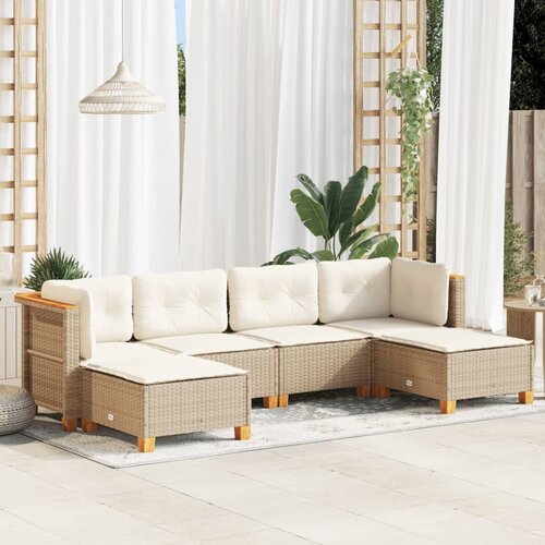 vidaXL 6-dijelni set vrtnih sofa s jastucima bež od poliratana Cijene