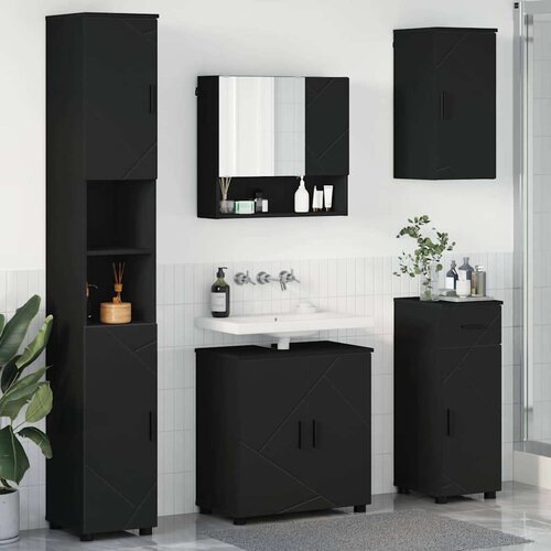 vidaXL Set namještaja za kupaonicu Zidne 5 pcs Crna 61 x 35 x 64 cm Cijene