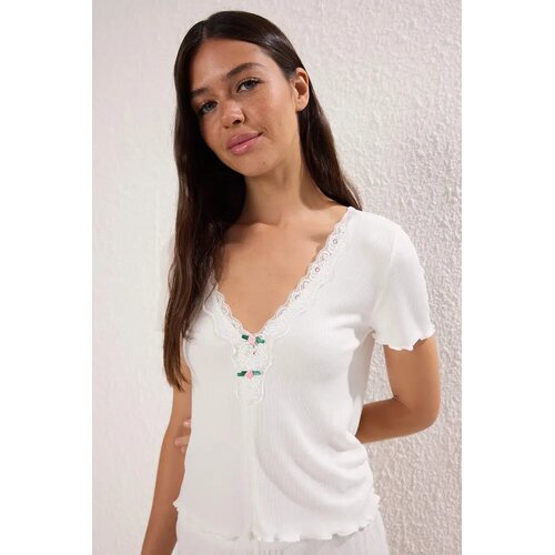 TRENDYOLMILLA Ženski set pidžame Thmss25Pt00417, Krem Cene