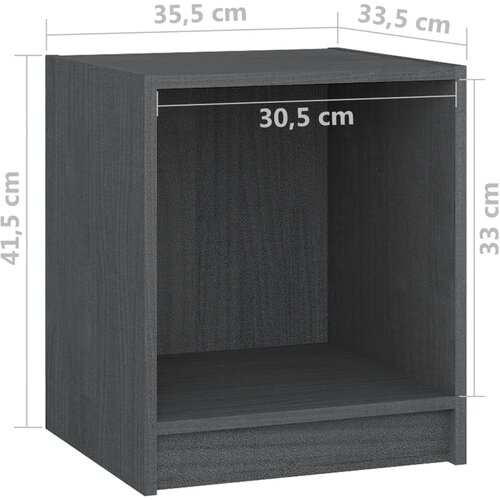 Noćni ormarići 2 kom sivi 35,5 x 33,5 x 41,5 cm od borovine Slike