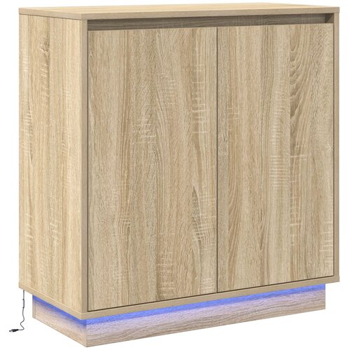 vidaXL Sideboard s LED-om u sonoma hrastu - 71 x 34.5 x 75 cm - Izrađeno od inženjerskog drva Cijene
