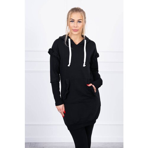 Kesi Black dress with decorative ruffles and hood Slike