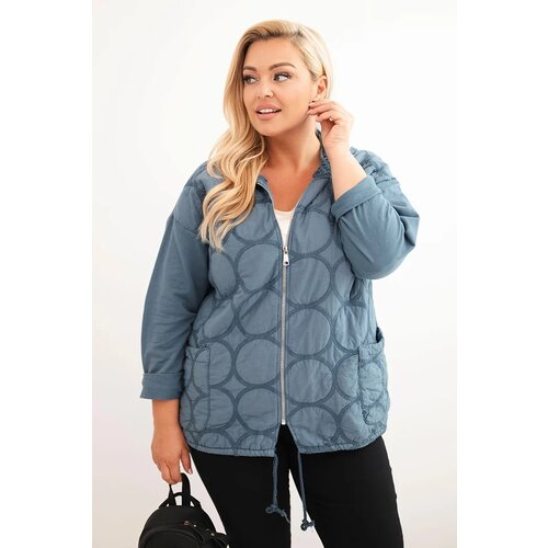 Kesi Włoski Women&amp;#039;s Plus Size zip-up cotton sweatshirt denim color Slike