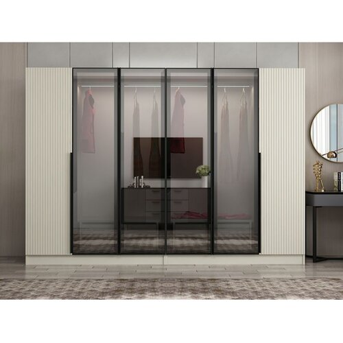 Hanah home ormar sa reflektujućim staklom Nisa 20621, 270 cm, peščar Cene