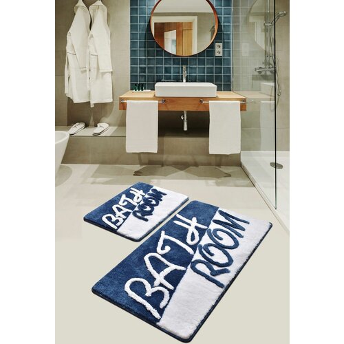 bathroom - blue bluewhite acrylic bathmat set (2 pieces) Slike