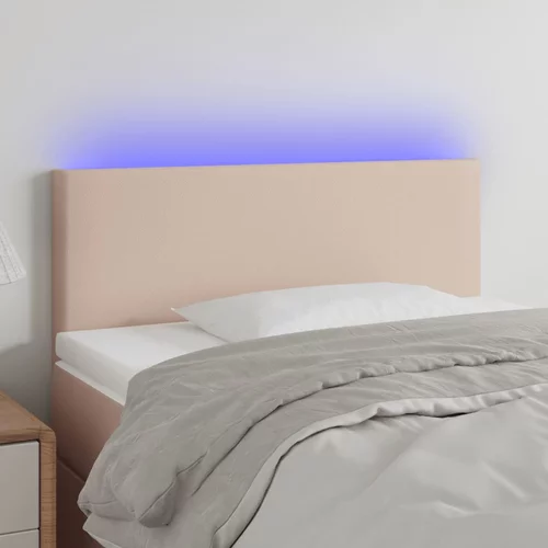 vidaXL LED posteljno vzglavje kapučino 90x5x78/88 cm umetno usnje